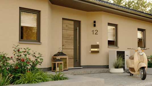 Winkelbungalow 108 mit Eingangsbereich Der Winkelbungalow 108 von vorne mit Eingangsbereich – ideal für ebenerdiges Wohnen und passend zum Bebauungsplan vieler Grundstücke